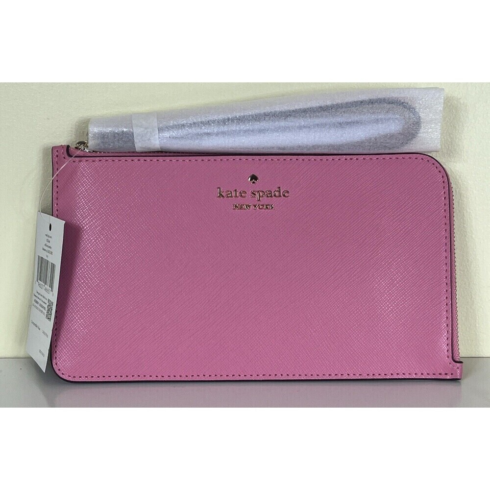 Kate Spade Blossom Medium L-Zip Wristlet Lucy Pink MSRP $139 NEW